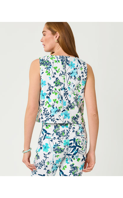 Bensen Sleeveless Top - Resort White Sea Blooms Engineered Top