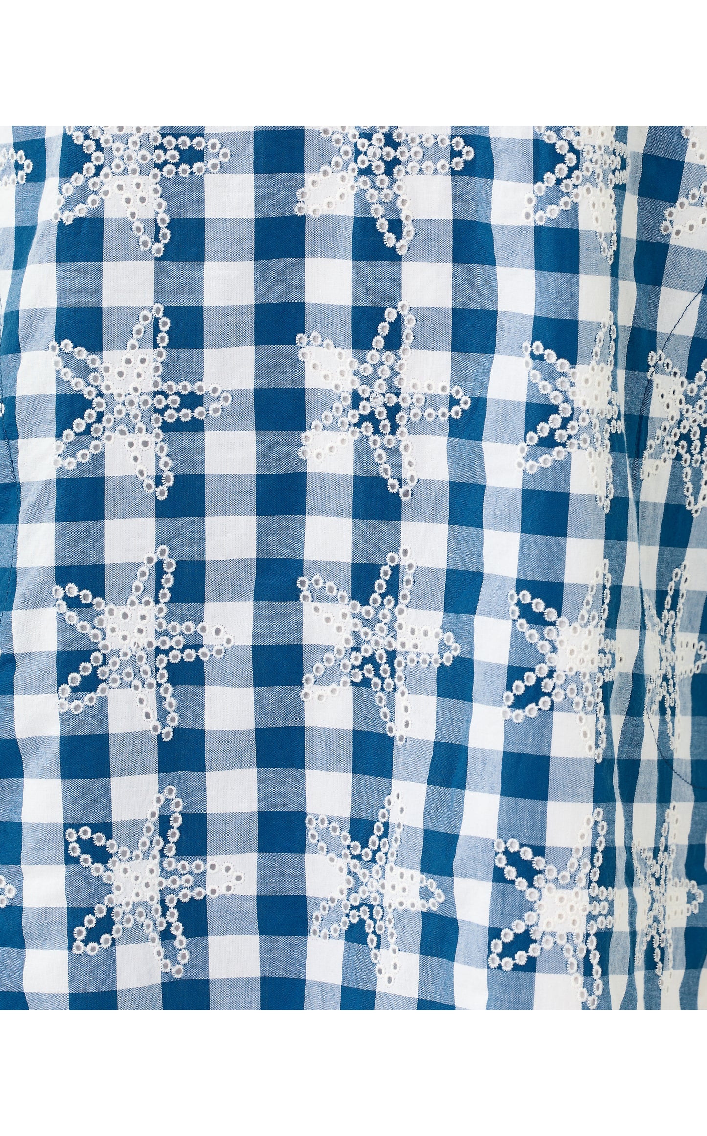 Kavalla Popover Dress - Starlight Navy Starfishing Embroidered Gingham