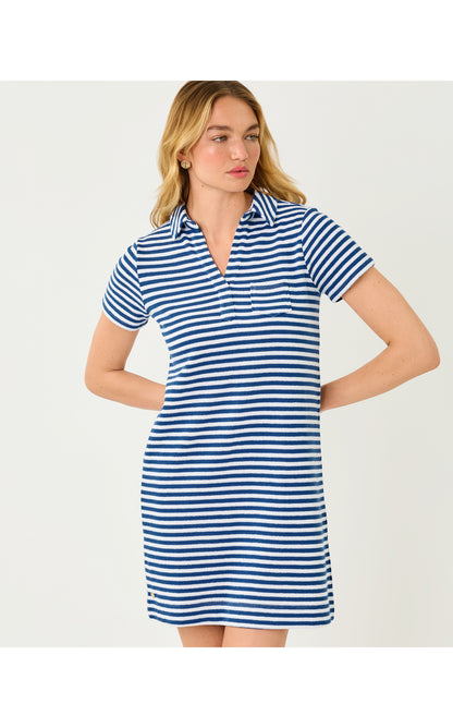 Dune Short Sleeve Dress - Starlight Navy St Tropez Stripe