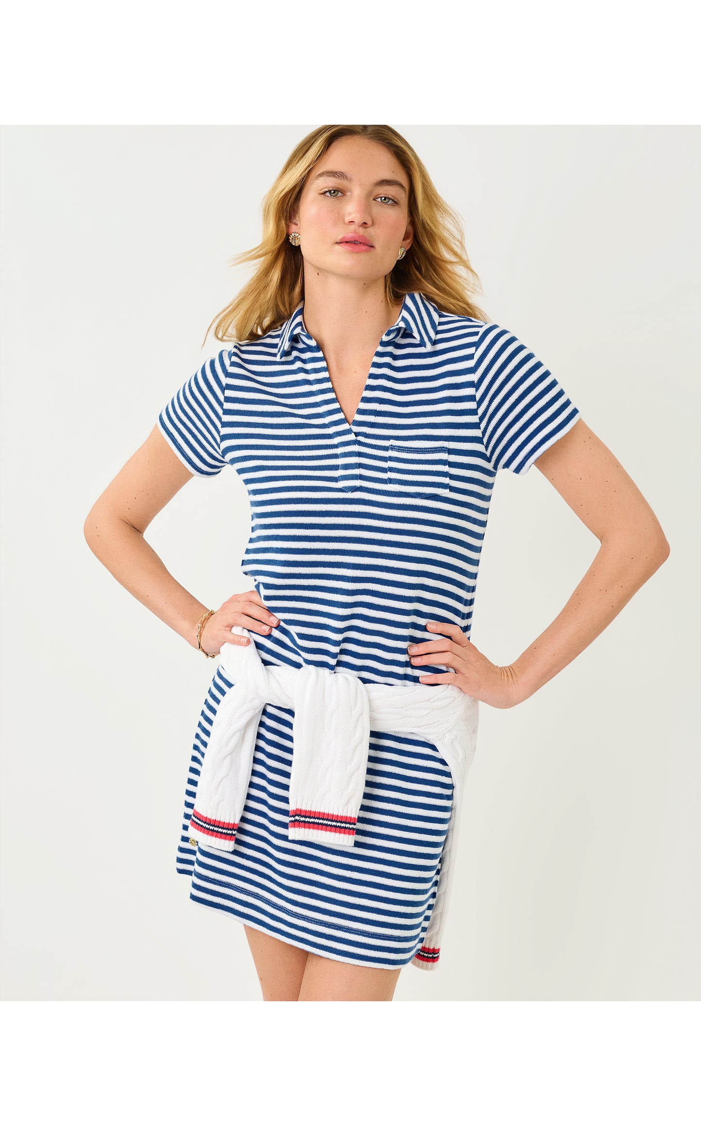 Dune Short Sleeve Dress - Starlight Navy St Tropez Stripe
