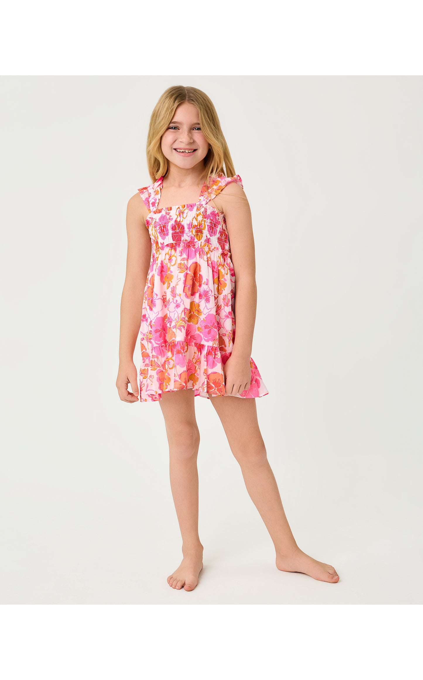 Mini Hadly Dress - Resort White Pansy Fansy