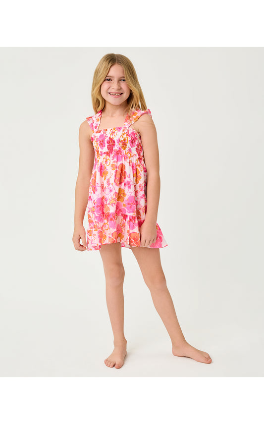Mini Hadly Dress - Resort White Pansy Fansy