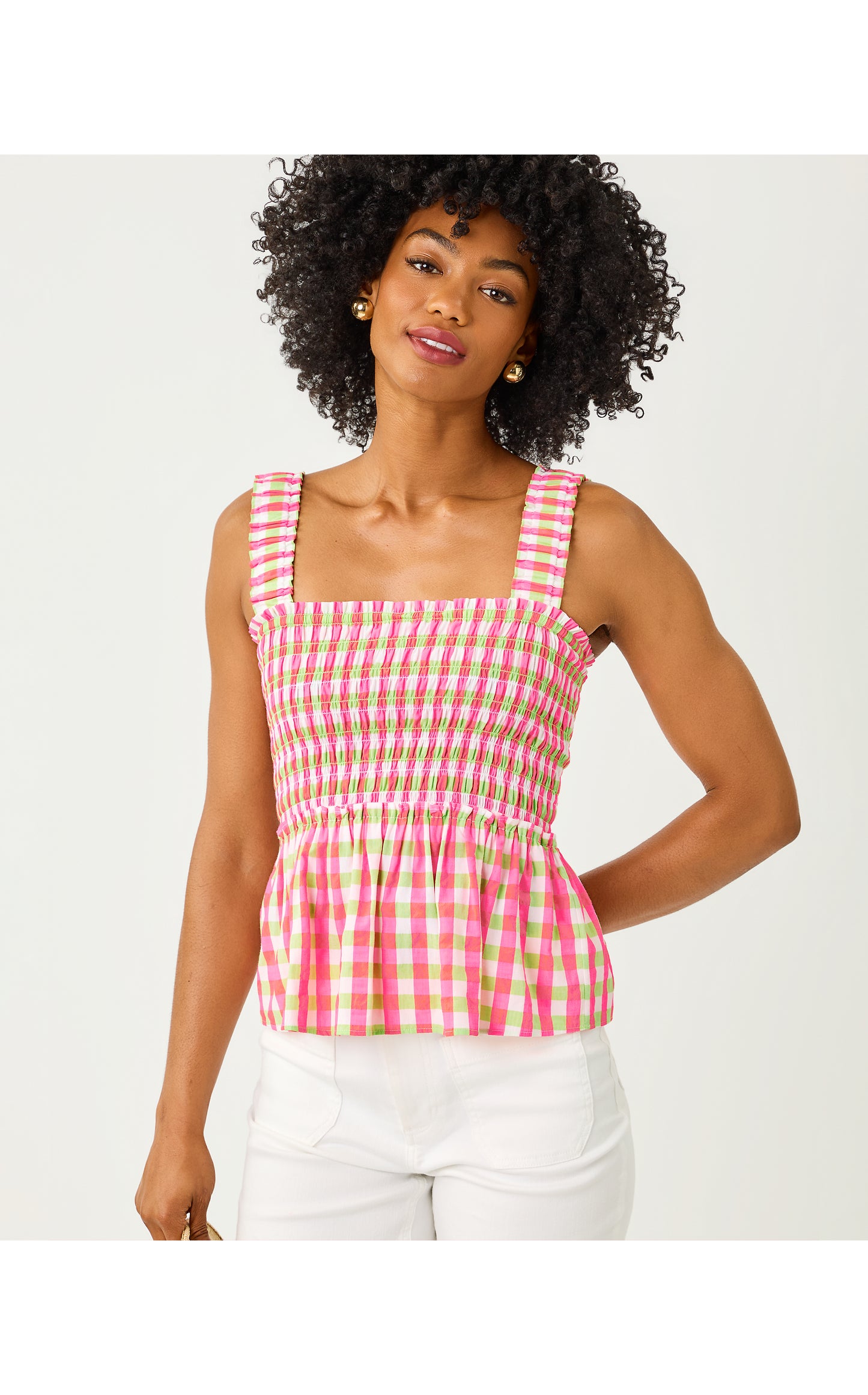 Hadly Smocked Top -Cherry Blossom Pink Summer Lovin Gingham