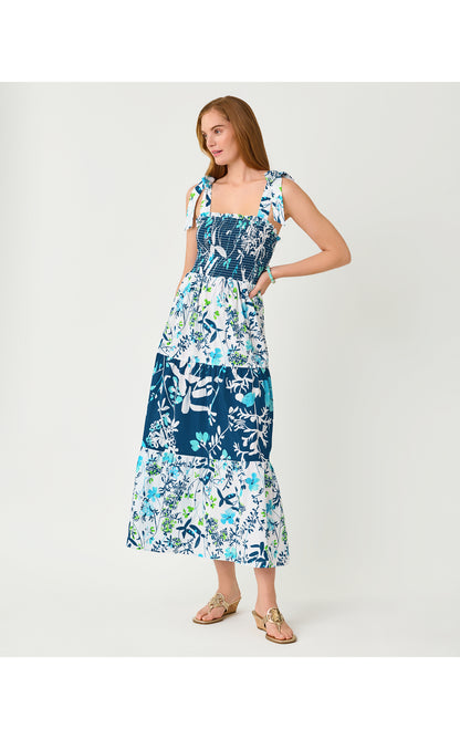 Athyn Smocked Maxi Dress - Resort White Sea Blooms