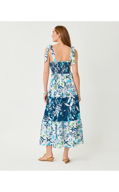 Athyn Smocked Maxi Dress - Resort White Sea Blooms