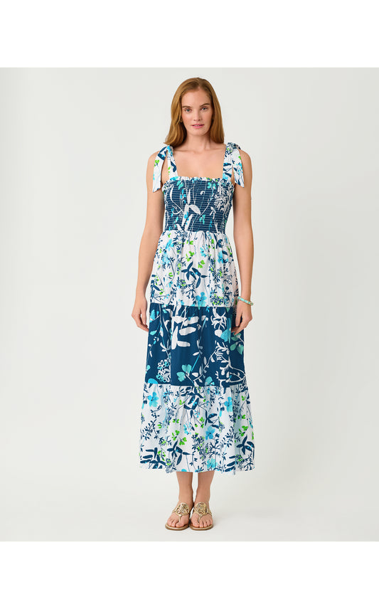 Athyn Smocked Maxi Dress - Resort White Sea Blooms