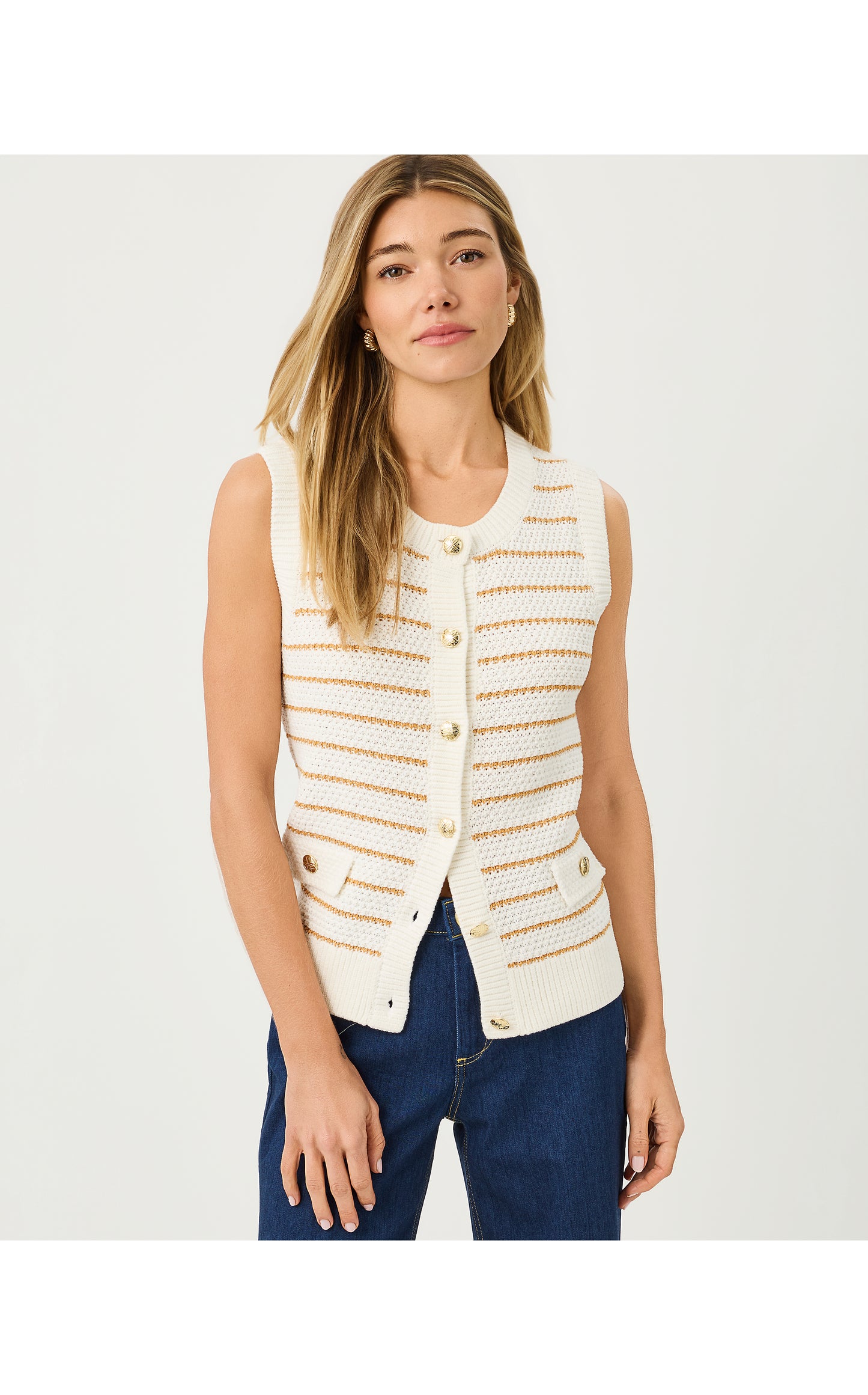 Shayna Sweater Vest - Coconut Palm Tree Stripe