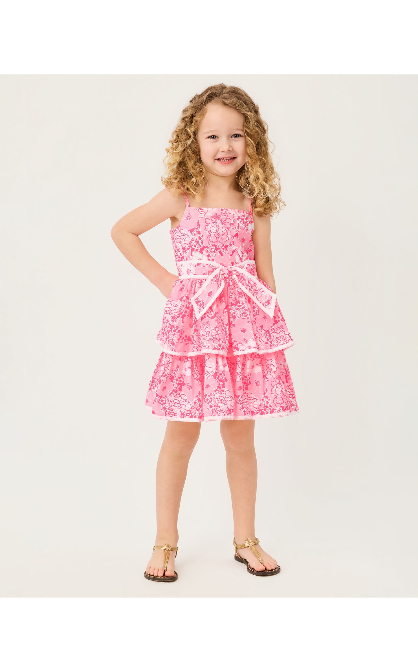 Lilly Pulitzer X Janie and Jack - Ambie Ruffle Dress - Conch Shell Pink Burst Of Joy