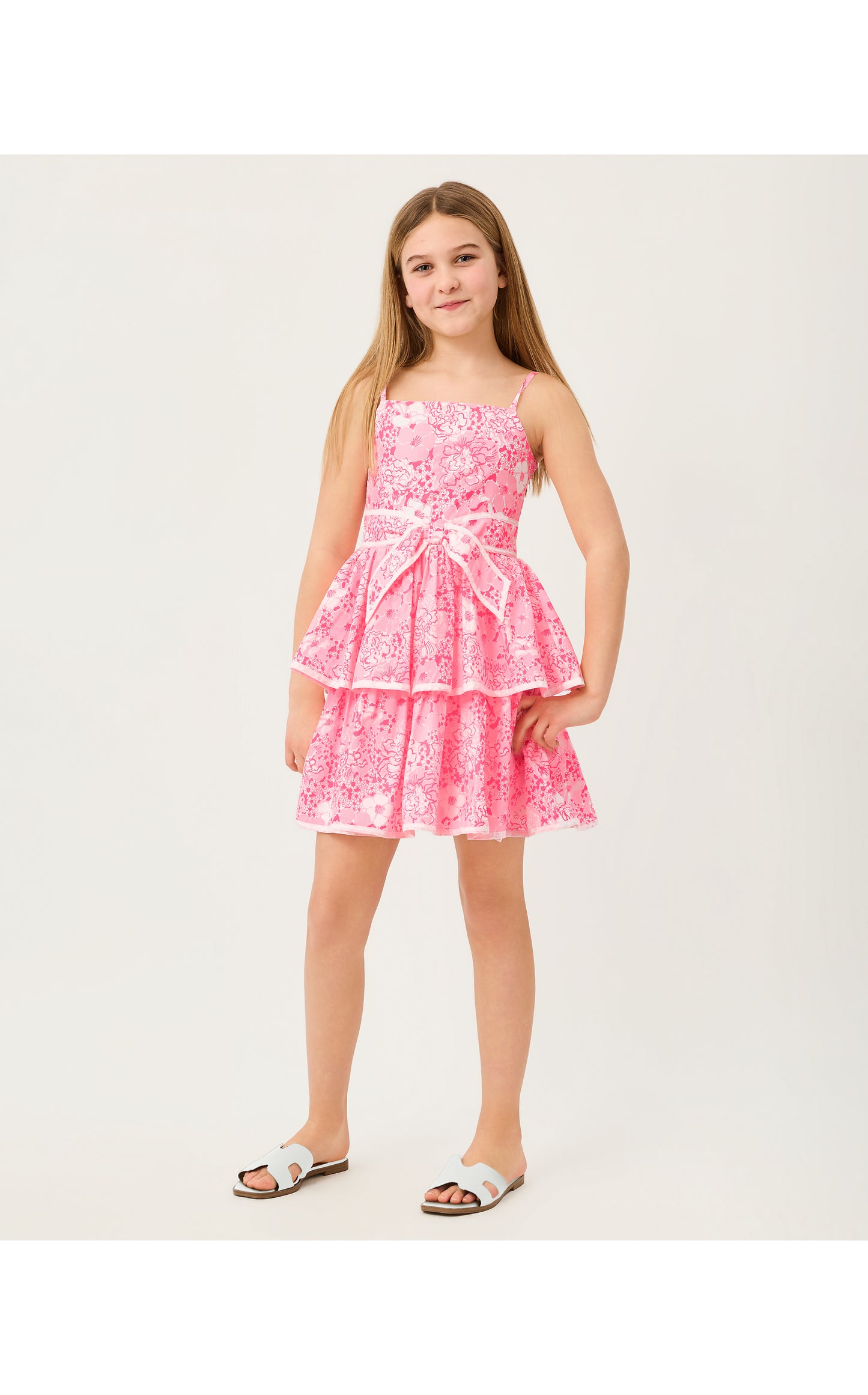 Lilly Pulitzer X Janie and Jack - Ambie Ruffle Dress - Conch Shell Pink Burst Of Joy