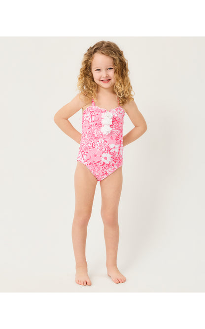 Lilly Pulitzer X Janie and Jack - Maddie Flower Swimsuit - Conch Shell Pink Burst Of Joy