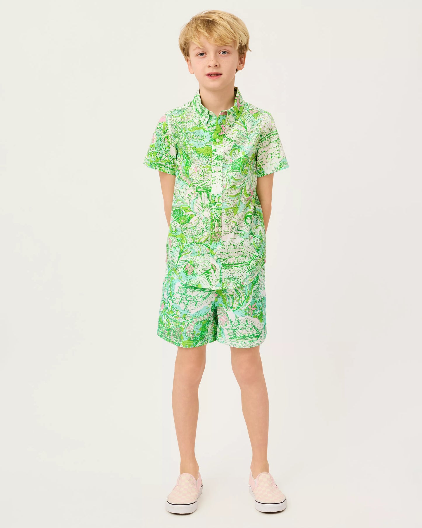 Lilly Pulitzer X Janie and Jack -Liam Carter Swim Trunk - Resort White Ship To Shore