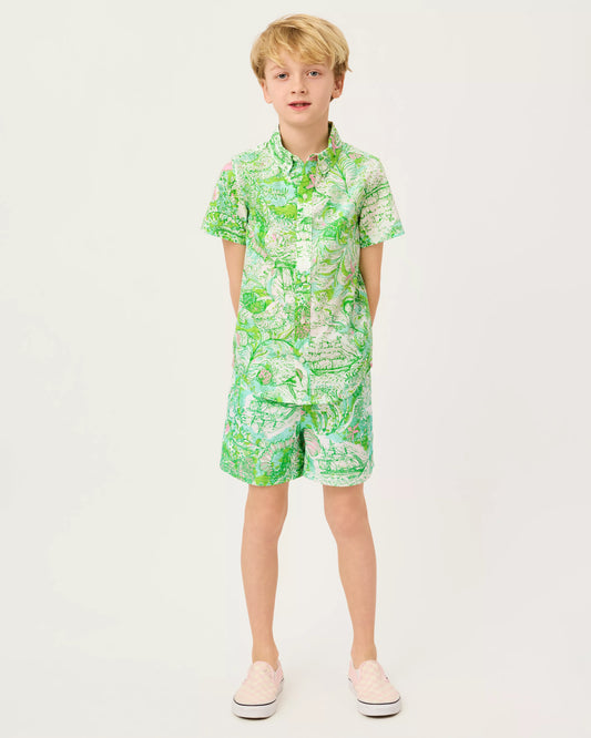 Lilly Pulitzer X Janie and Jack -Liam Carter Swim Trunk - Resort White Ship To Shore