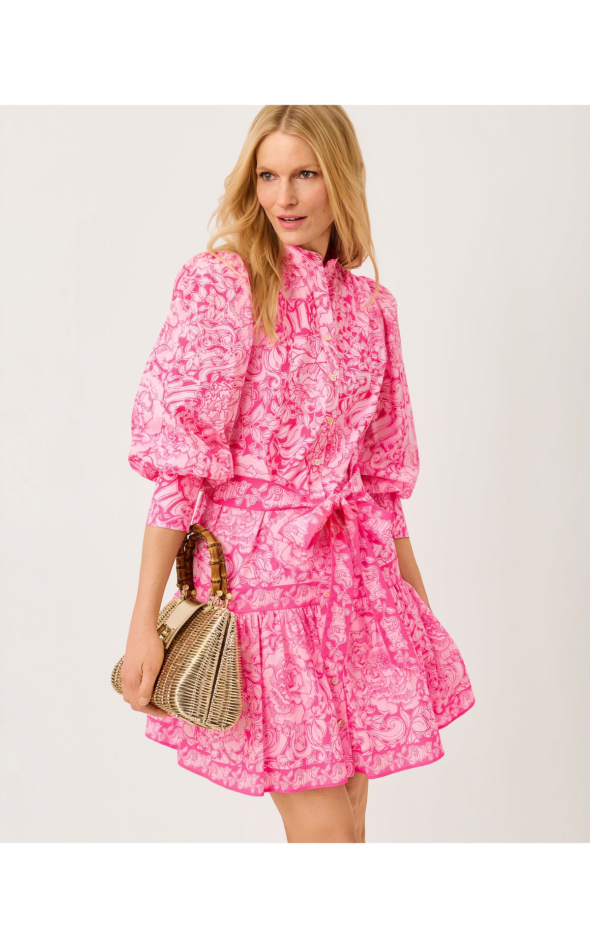 Drena Dress - Pink Aster A Rose By Any Other Name Engineered Woven Dress