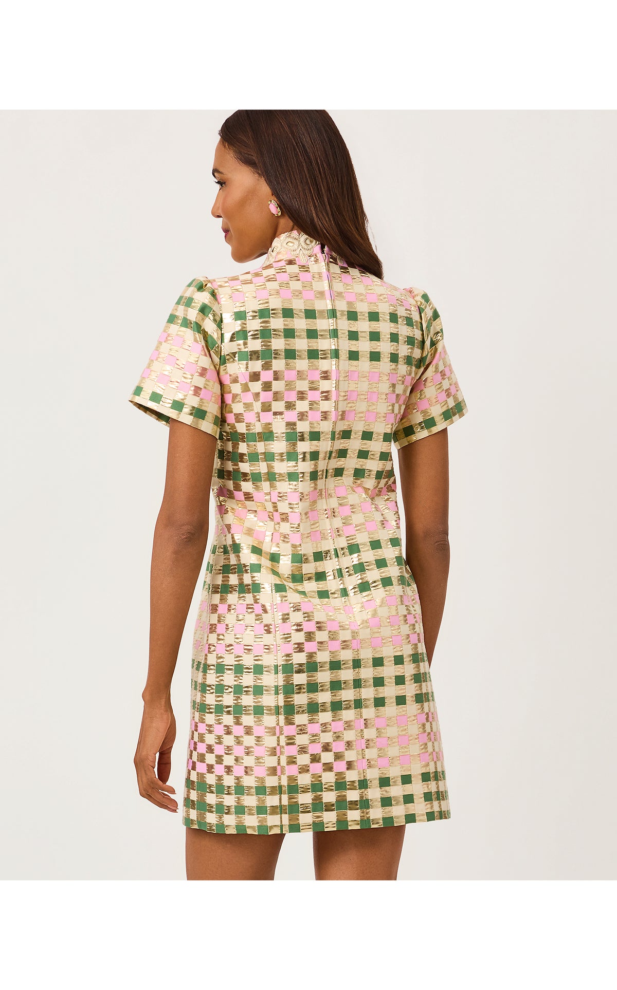 Carty Jacquard Shift - Oregano Golden Gingham Jacquard