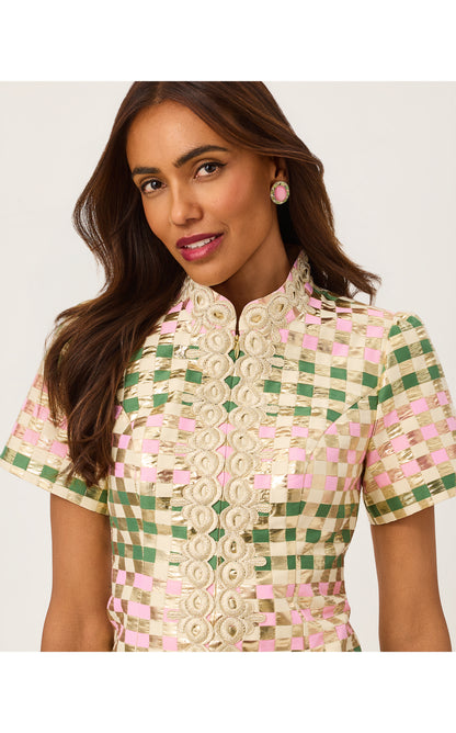 Carty Jacquard Shift - Oregano Golden Gingham Jacquard