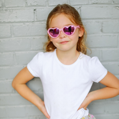 Frosted Pink Heart | Purple Polarized Mirrored Lenses: Ages 0-2