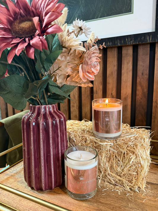 Recycled Moet Rose Candle: Grapefruit/Mango/Vanilla