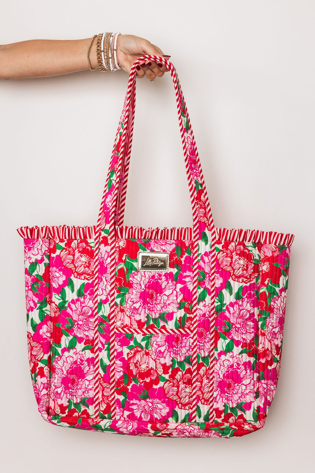 Quilted Ruffle Tote, Maggies Bouquet