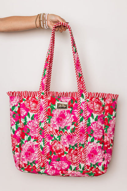 Quilted Ruffle Tote, Maggies Bouquet
