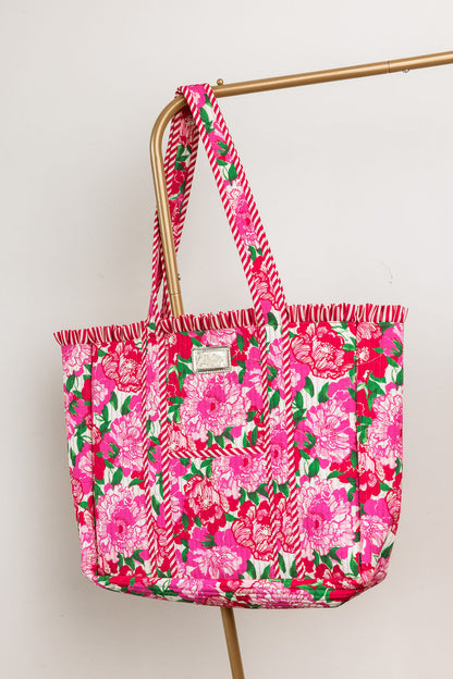 Quilted Ruffle Tote, Maggies Bouquet