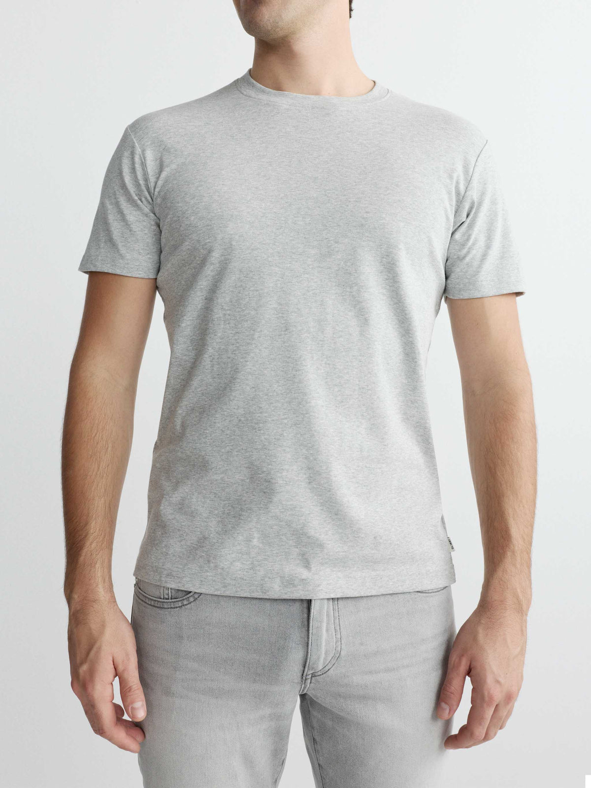 Ribbed Crewneck Tee - Heather Grey