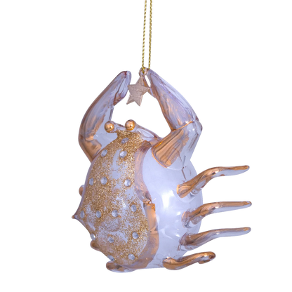 Ornament glass gold/diamonds crab