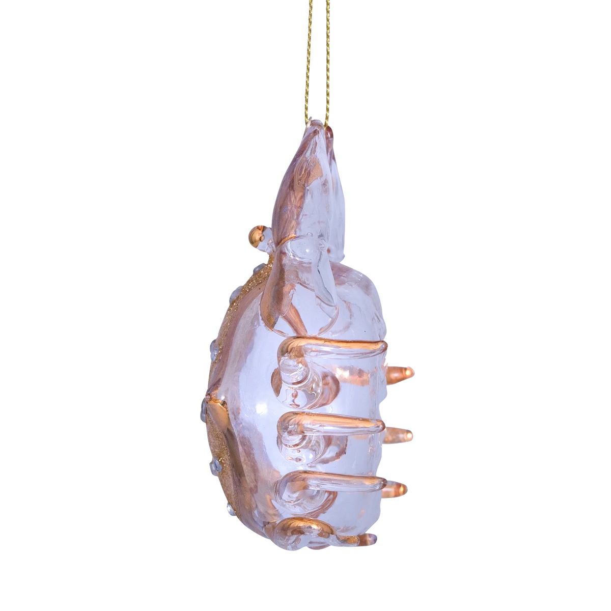 Ornament glass gold/diamonds crab