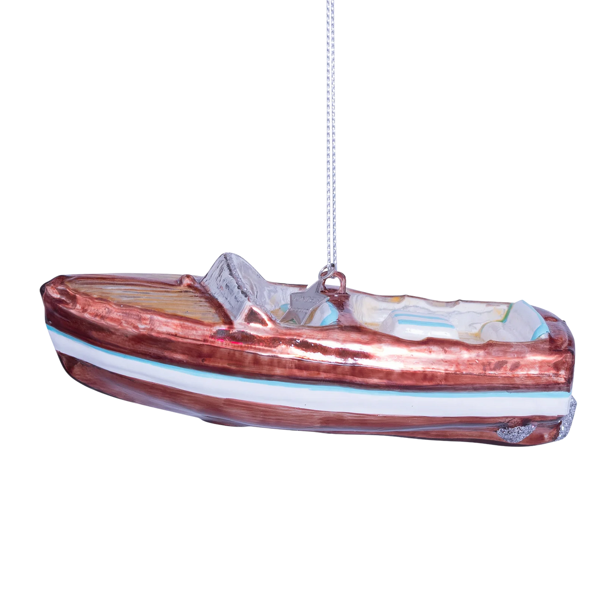 Ornament glass brown/white boat