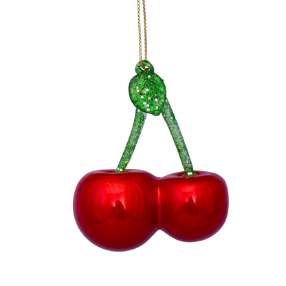 Ornament glass red pearl cherry