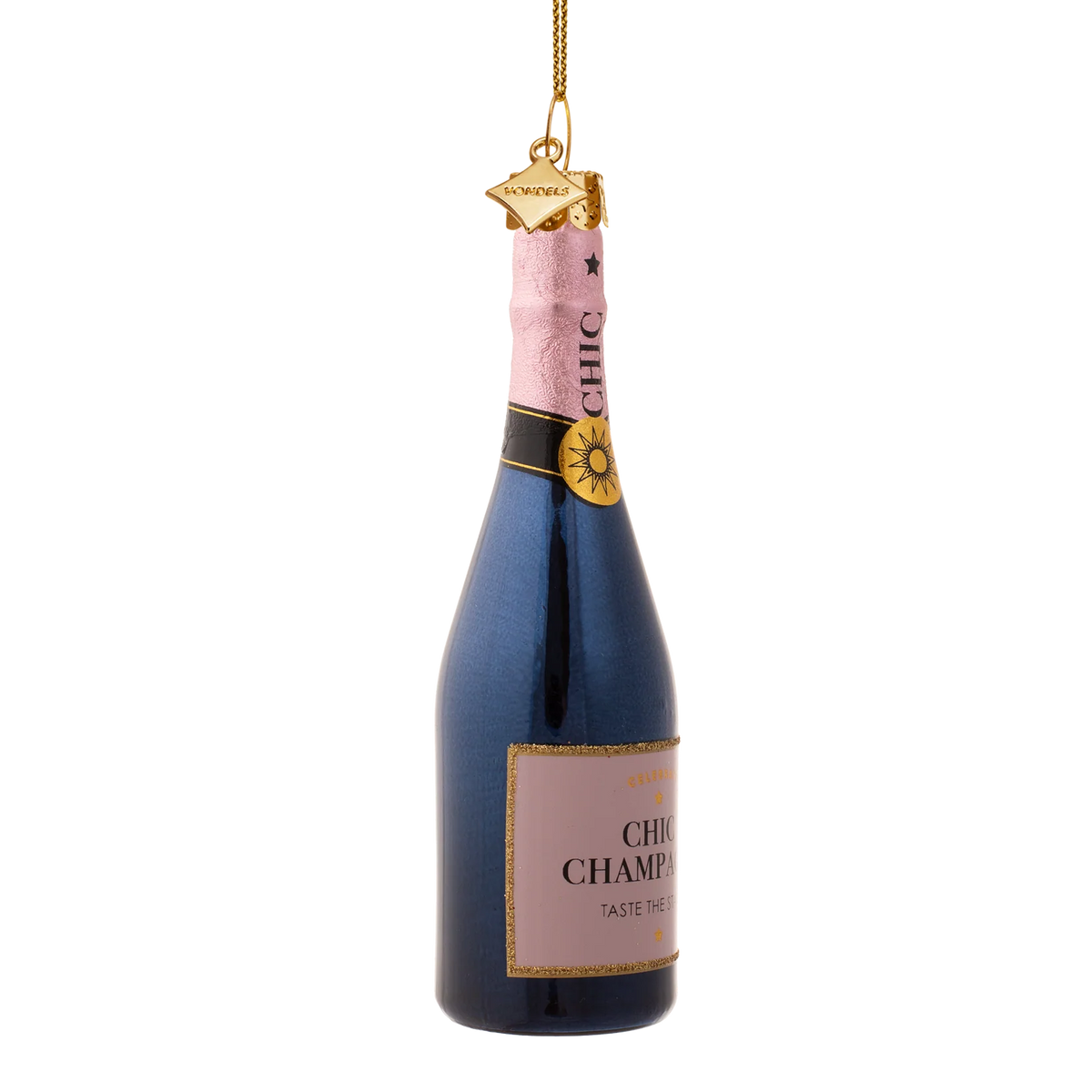 Ornament glass luxury pink bottle w/ champagne