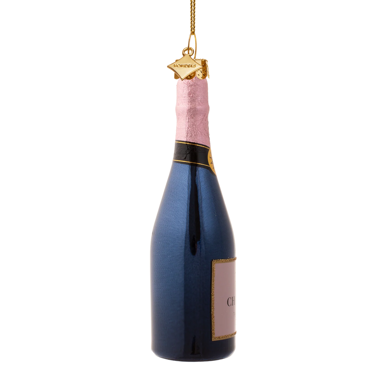 Ornament glass luxury pink bottle w/ champagne
