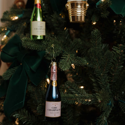 Ornament glass luxury pink bottle w/ champagne