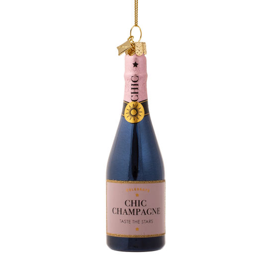 Ornament glass luxury pink bottle w/ champagne
