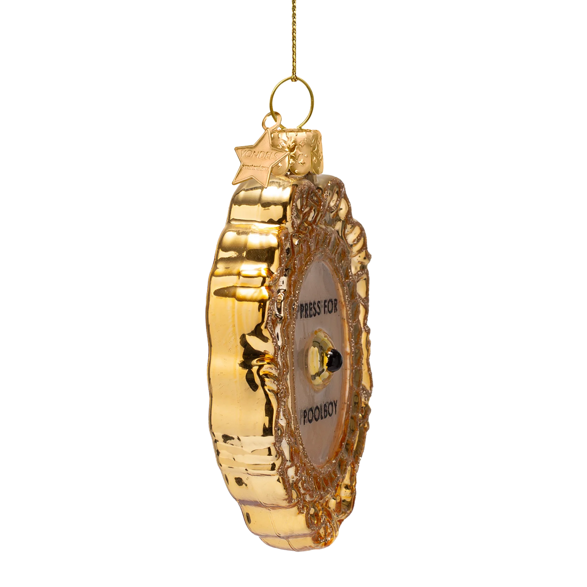Ornament glass shiny gold press for poolboy button