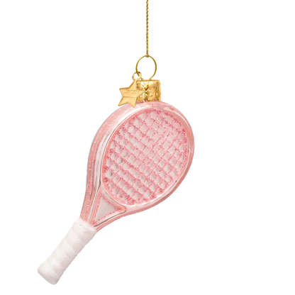 Ornament glass opal soft pink tennis racket