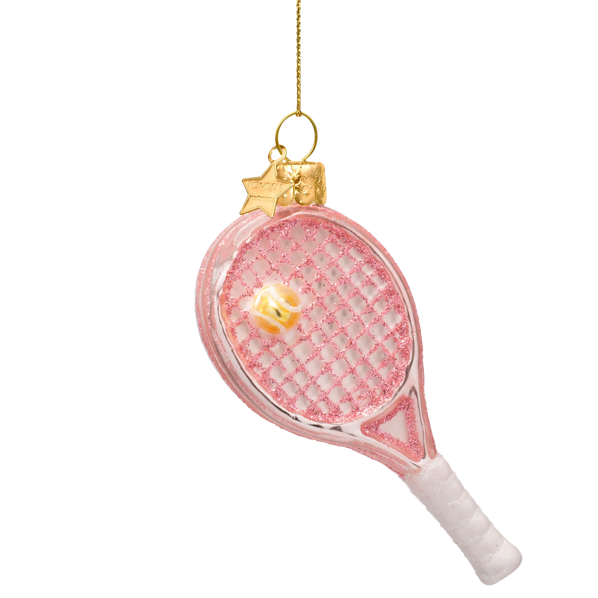 Ornament glass opal soft pink tennis racket
