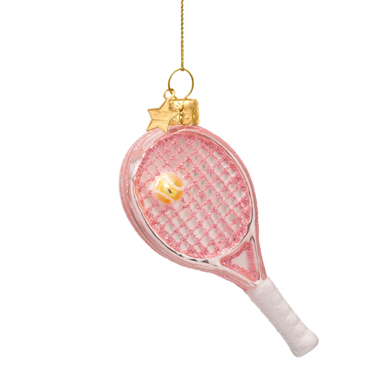 Ornament glass opal soft pink tennis racket
