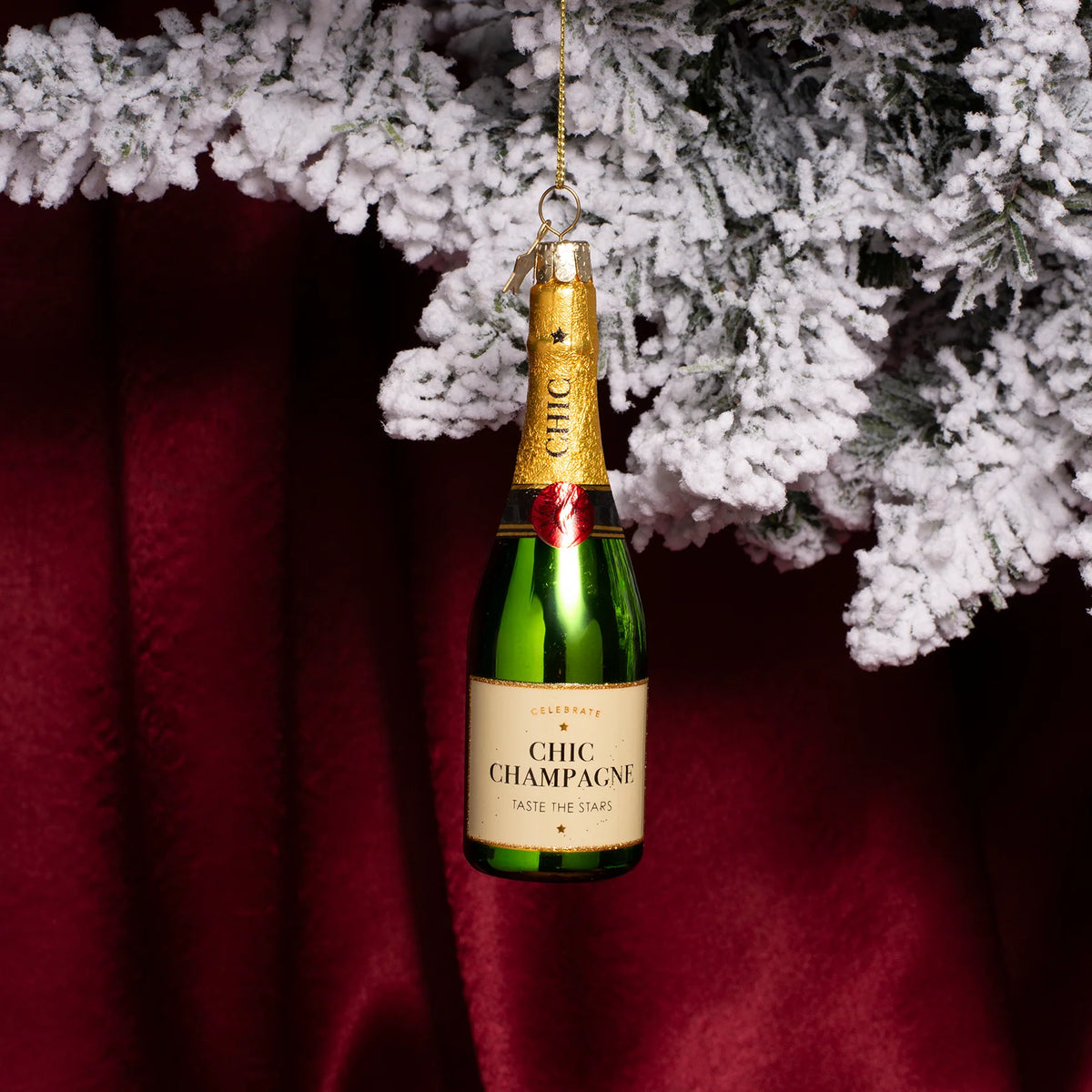 Ornament glass green luxury champagne bottle