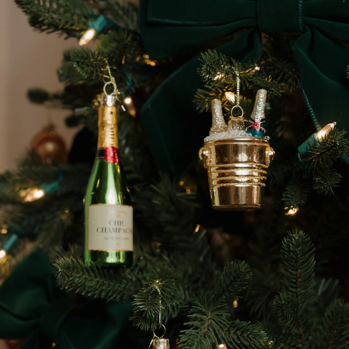 Ornament glass green luxury champagne bottle