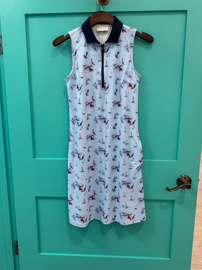 The Katherine Dress with Navy Collar - Greetings From Macatawa