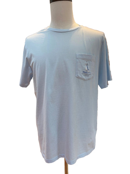 Sunset Regatta Custom Saugatuck Scene Short Sleeve Tee - Rocks Blue
