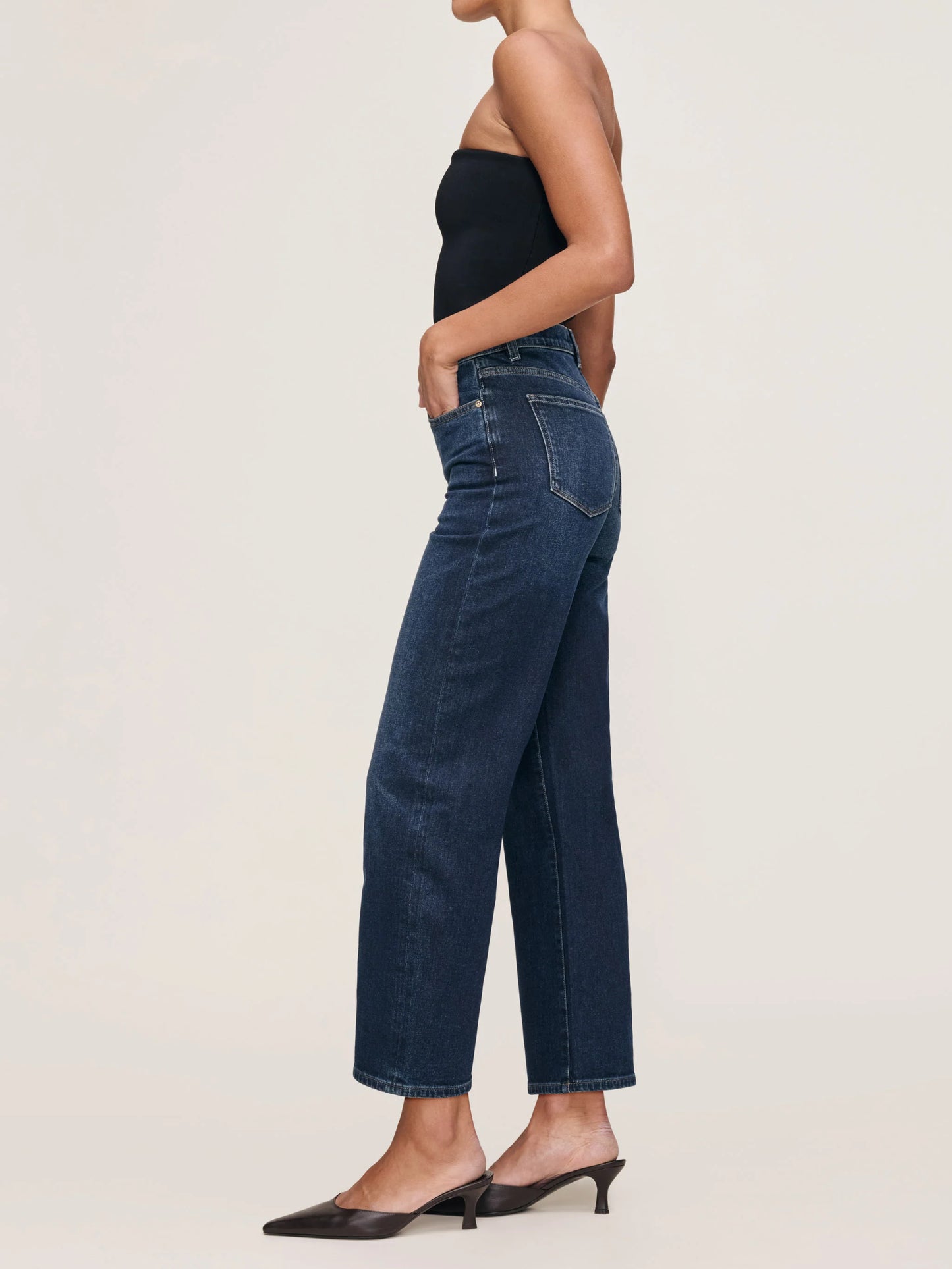 Karmine Refined Wide Leg High Rise 28" Jeans - Dark Sea