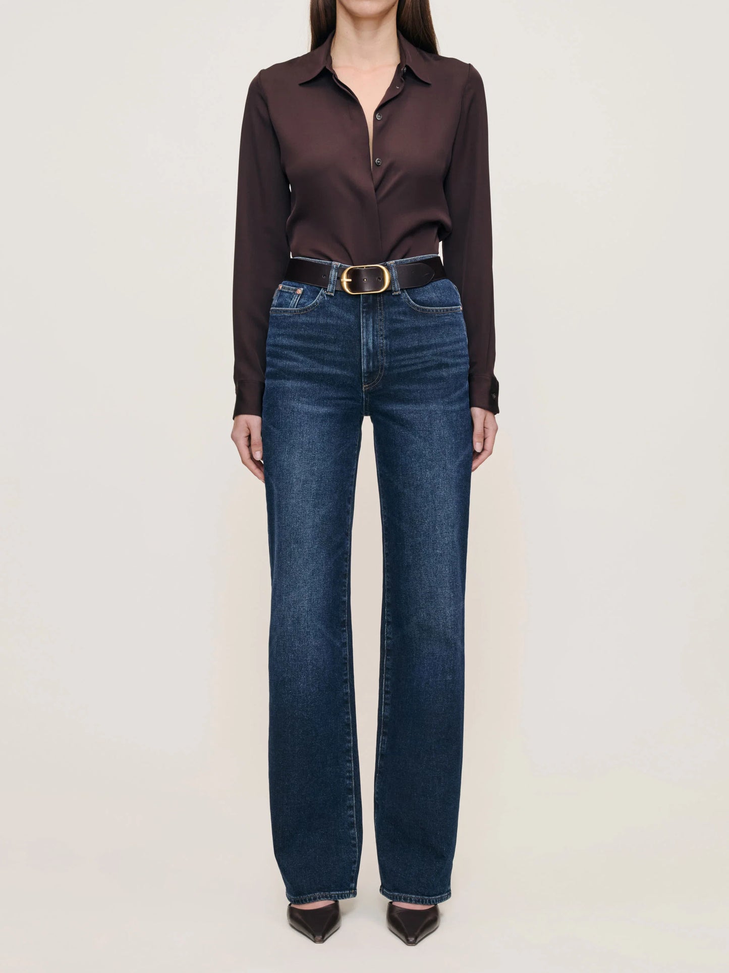 Karmine Refined Wide Leg High Rise 33" Jeans - Dark Sea