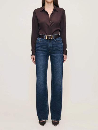 Karmine Refined Wide Leg High Rise 33" Jeans - Dark Sea