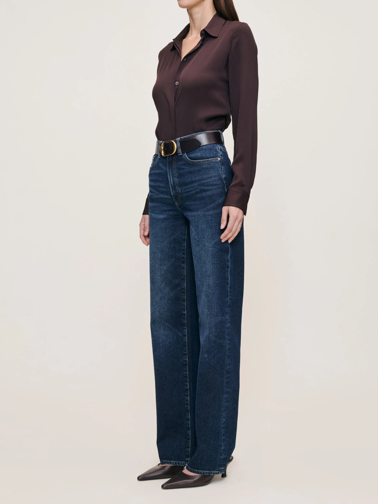 Karmine Refined Wide Leg High Rise 33" Jeans - Dark Sea