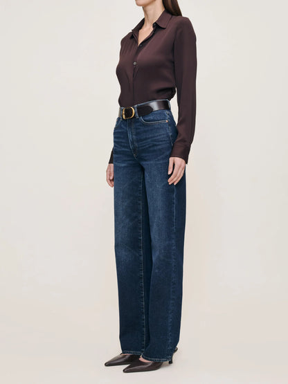 Karmine Refined Wide Leg High Rise 33" Jeans - Dark Sea