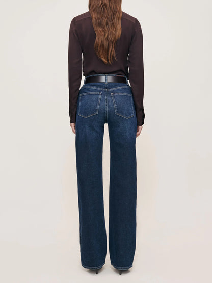 Karmine Refined Wide Leg High Rise 33" Jeans - Dark Sea
