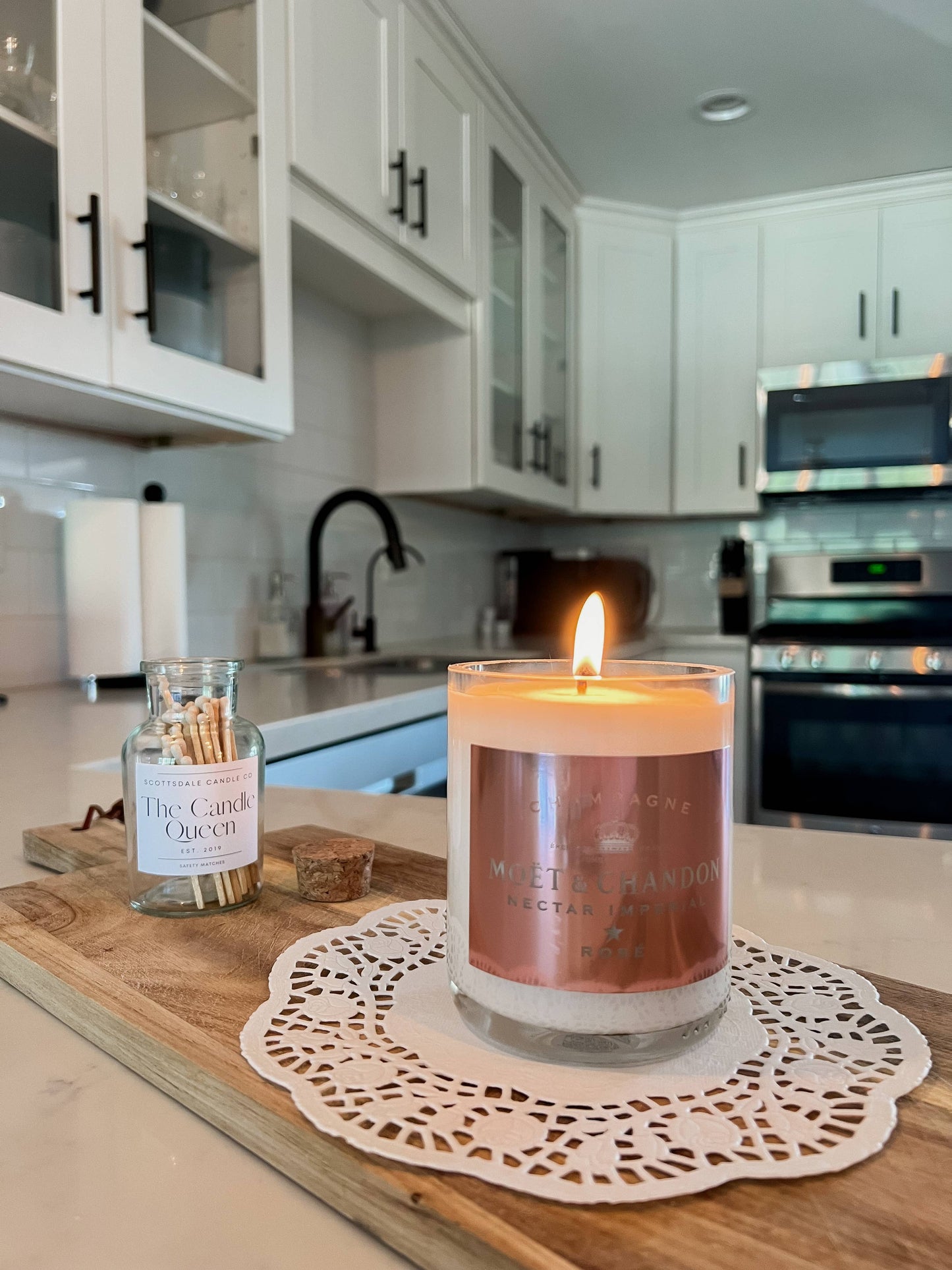 Recycled Moet Rose Candle: Grapefruit/Mango/Vanilla