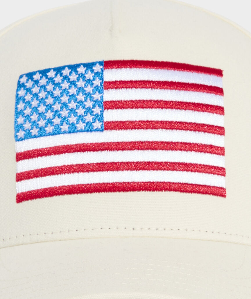 American Flag Hi-Pro Trucker Hat - Marshmallow