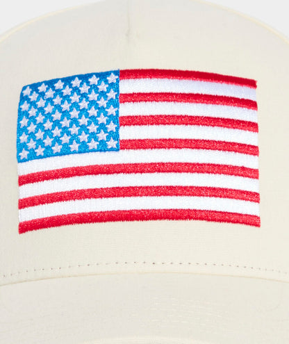 American Flag Hi-Pro Trucker Hat - Marshmallow